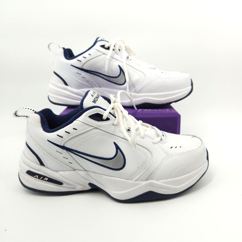 Nike Air Monarch IV Shoes Men's Size 8.5 4E Extra Wide White Midnight Navy 41635